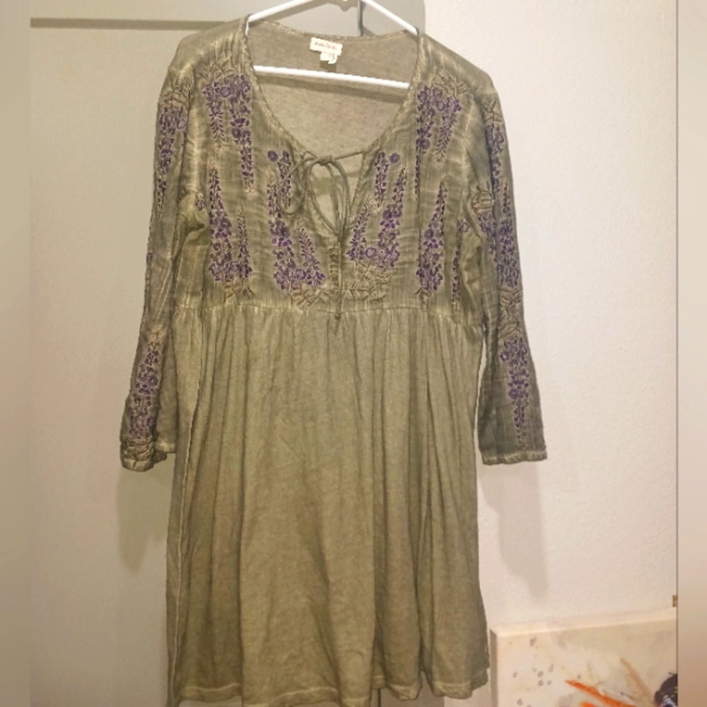 ANTHROPOLOGIE MEADOW RUE LADIES WOMENS LARGE LG L TUNIC TOP BLOUSE $119 EUC